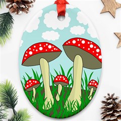 Mushrooms  Oval Ornament (two Sides) by Valentinaart