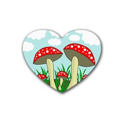 Mushrooms  Rubber Coaster (heart)  by Valentinaart