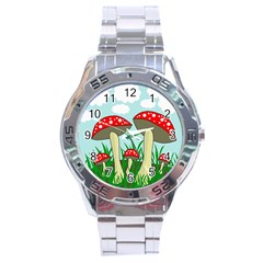 Mushrooms  Stainless Steel Analogue Watch by Valentinaart