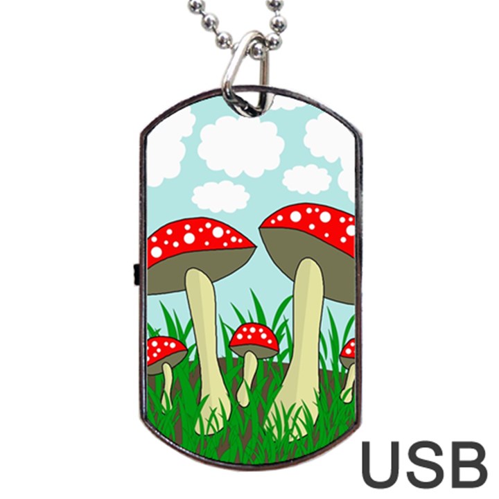 Mushrooms  Dog Tag USB Flash (One Side)