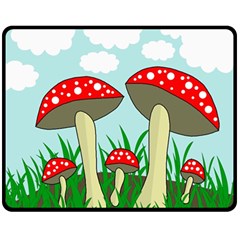 Mushrooms  Double Sided Fleece Blanket (medium)  by Valentinaart