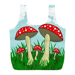 Mushrooms  Full Print Recycle Bags (l)  by Valentinaart