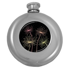 Elegant Dandelions  Round Hip Flask (5 Oz) by Valentinaart