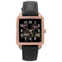 Elegant Dandelions  Rose Gold Leather Watch  by Valentinaart