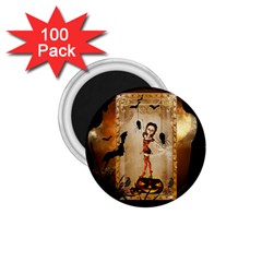 Halloween, Cute Girl With Pumpkin And Spiders 1 75  Magnets (100 Pack)  by FantasyWorld7