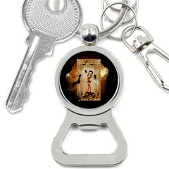 Halloween, Cute Girl With Pumpkin And Spiders Bottle Opener Key Chains by FantasyWorld7