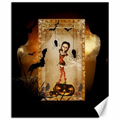 Halloween, Cute Girl With Pumpkin And Spiders Canvas 8  X 10  by FantasyWorld7