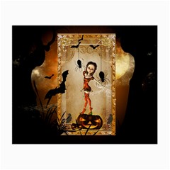 Halloween, Cute Girl With Pumpkin And Spiders Small Glasses Cloth (2-side) by FantasyWorld7