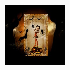 Halloween, Cute Girl With Pumpkin And Spiders Medium Glasses Cloth (2-side) by FantasyWorld7