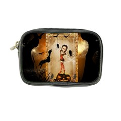 Halloween, Cute Girl With Pumpkin And Spiders Coin Purse by FantasyWorld7