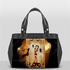 Halloween, Cute Girl With Pumpkin And Spiders Office Handbags (2 Sides) 