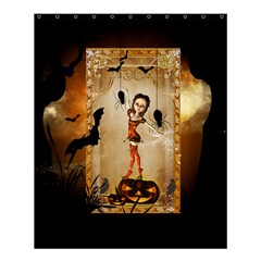 Halloween, Cute Girl With Pumpkin And Spiders Shower Curtain 60  X 72  (medium)  by FantasyWorld7