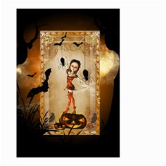 Halloween, Cute Girl With Pumpkin And Spiders Small Garden Flag (two Sides) by FantasyWorld7