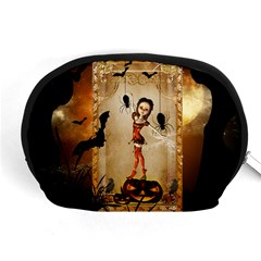 Halloween, Cute Girl With Pumpkin And Spiders Accessory Pouches (medium)  by FantasyWorld7