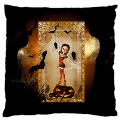 Halloween, Cute Girl With Pumpkin And Spiders Standard Flano Cushion Case (one Side) by FantasyWorld7