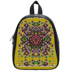 Fantasy Flower Peacock With Some Soul In Popart School Bags (small) 