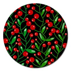 Red Christmas Berries Magnet 5  (round) by Valentinaart