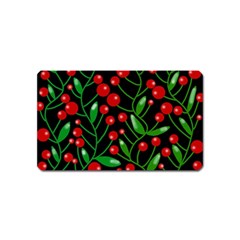 Red Christmas Berries Magnet (name Card) by Valentinaart