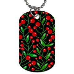 Red Christmas Berries Dog Tag (two Sides) by Valentinaart