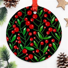 Red Christmas Berries Round Ornament (two Sides)  by Valentinaart