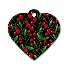 Red Christmas Berries Dog Tag Heart (two Sides) by Valentinaart