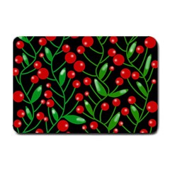 Red Christmas Berries Small Doormat  by Valentinaart