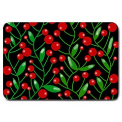 Red Christmas Berries Large Doormat  by Valentinaart