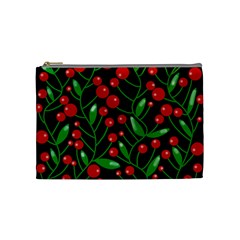 Red Christmas Berries Cosmetic Bag (medium)  by Valentinaart