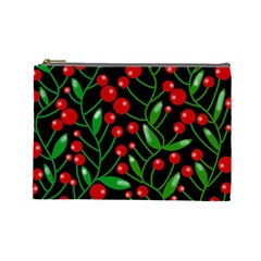 Red Christmas Berries Cosmetic Bag (large)  by Valentinaart