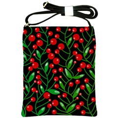 Red Christmas Berries Shoulder Sling Bags by Valentinaart