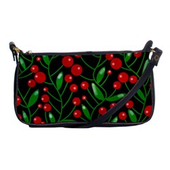 Red Christmas Berries Shoulder Clutch Bags by Valentinaart