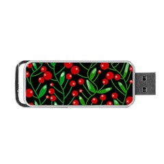 Red Christmas Berries Portable Usb Flash (one Side) by Valentinaart