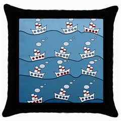 Boats Throw Pillow Case (black) by Valentinaart