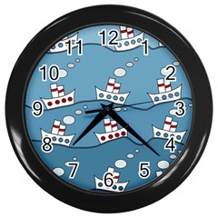 Boats Wall Clocks (black) by Valentinaart