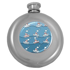 Boats Round Hip Flask (5 Oz) by Valentinaart