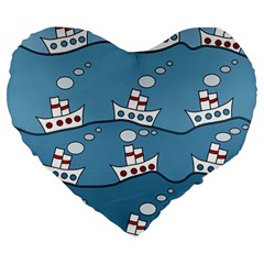 Boats Large 19  Premium Flano Heart Shape Cushions by Valentinaart