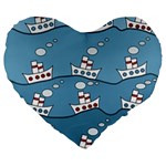 Boats Large 19  Premium Flano Heart Shape Cushions Front