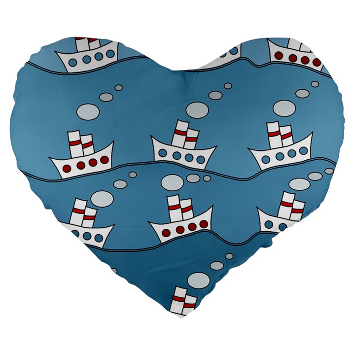 Boats Large 19  Premium Flano Heart Shape Cushions