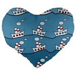 Boats Large 19  Premium Flano Heart Shape Cushions Back