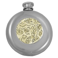 Floral Decor  Round Hip Flask (5 Oz) by Valentinaart