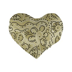 Floral Decor  Standard 16  Premium Flano Heart Shape Cushions by Valentinaart