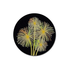 Dandelions Rubber Round Coaster (4 Pack)  by Valentinaart