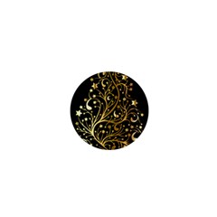 Decorative Starry Christmas Tree Black Gold Elegant Stylish Chic Golden Stars 1  Mini Buttons by yoursparklingshop