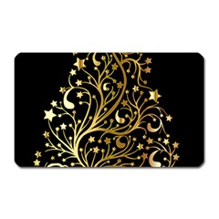 Decorative Starry Christmas Tree Black Gold Elegant Stylish Chic Golden Stars Magnet (rectangular) by yoursparklingshop