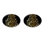 Decorative Starry Christmas Tree Black Gold Elegant Stylish Chic Golden Stars Cufflinks (Oval) Front(Pair)