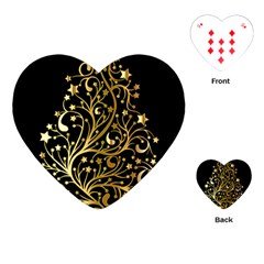 Decorative Starry Christmas Tree Black Gold Elegant Stylish Chic Golden Stars Playing Cards (heart)  by yoursparklingshop