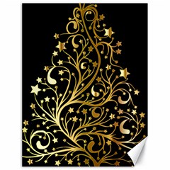 Decorative Starry Christmas Tree Black Gold Elegant Stylish Chic Golden Stars Canvas 18  X 24   by yoursparklingshop