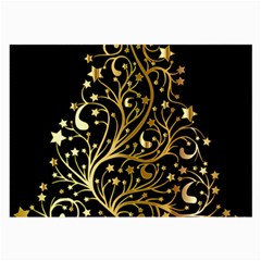 Decorative Starry Christmas Tree Black Gold Elegant Stylish Chic Golden Stars Large Glasses Cloth by yoursparklingshop