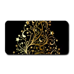 Decorative Starry Christmas Tree Black Gold Elegant Stylish Chic Golden Stars Medium Bar Mats by yoursparklingshop