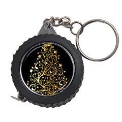 Decorative Starry Christmas Tree Black Gold Elegant Stylish Chic Golden Stars Measuring Tapes by yoursparklingshop